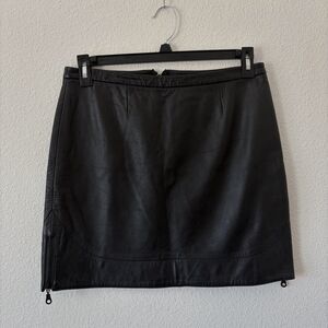 International Concepts INC 100% Leather Black Skirt Zip Size Size 10P Biker Chic